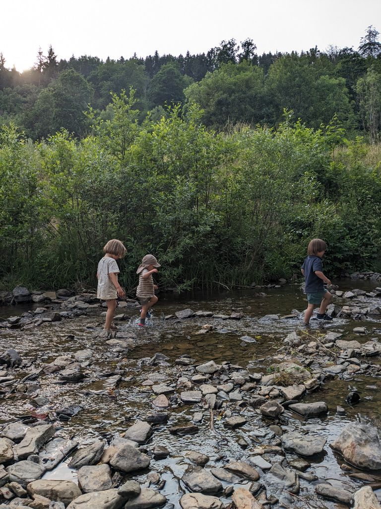 Kinder im Wildbach